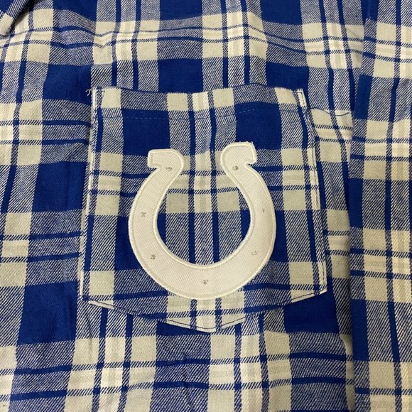 Indianapolis Colts FOCO Mens Flannel Plaid Long Sleeve Button Shirt Pocket - 2XL - Picture 3 of 15